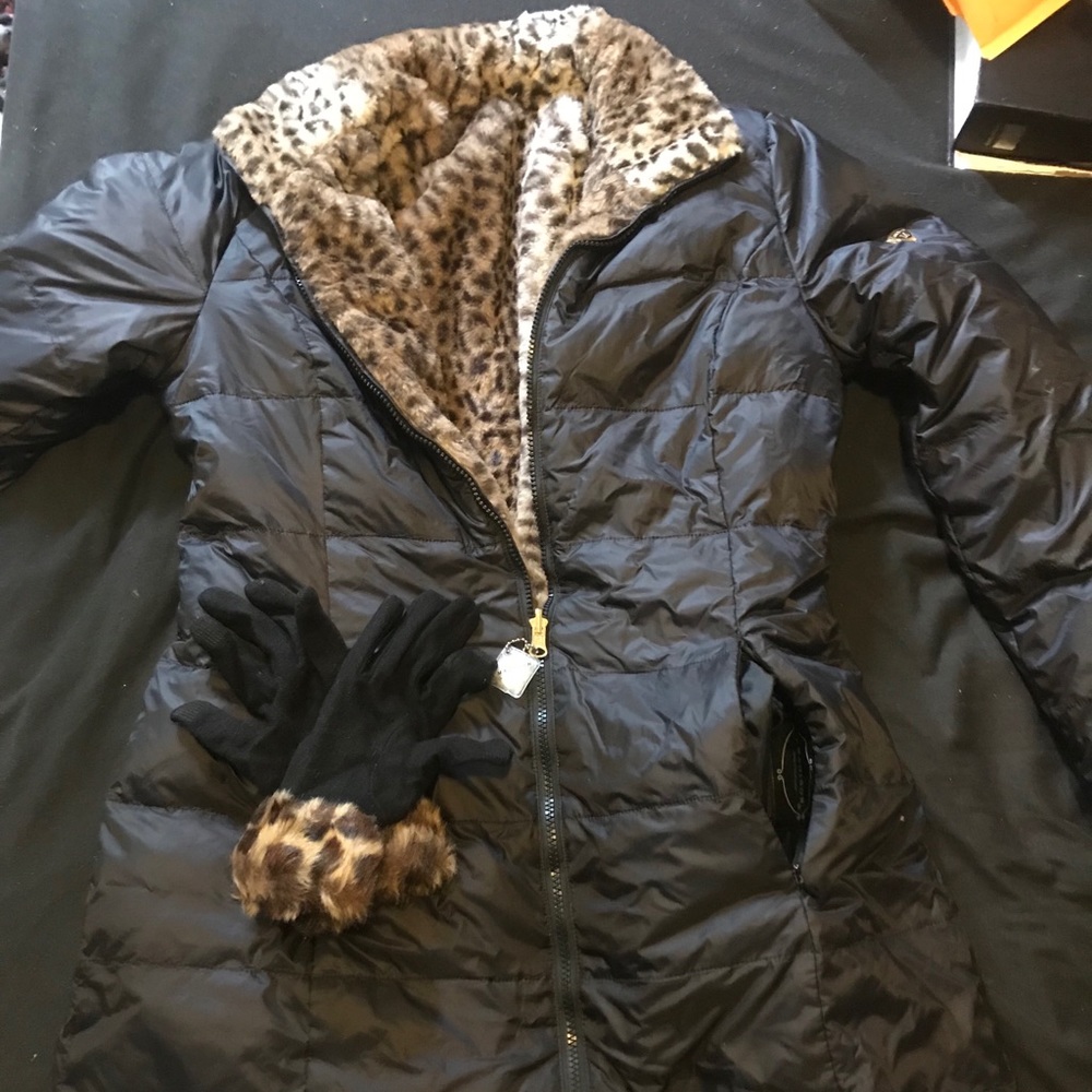 Cheetah Print/Black Reversible Winter Coat